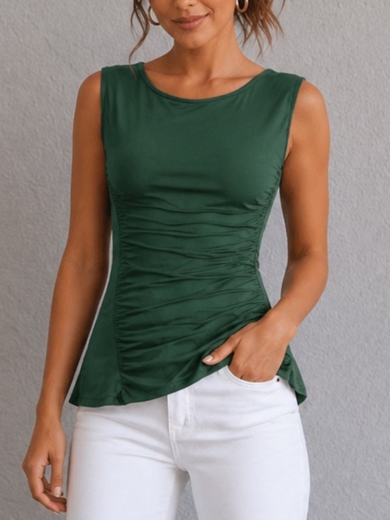 INC International Concepts Tops - INC International Concepts Green Ruched sleeveless top size Large